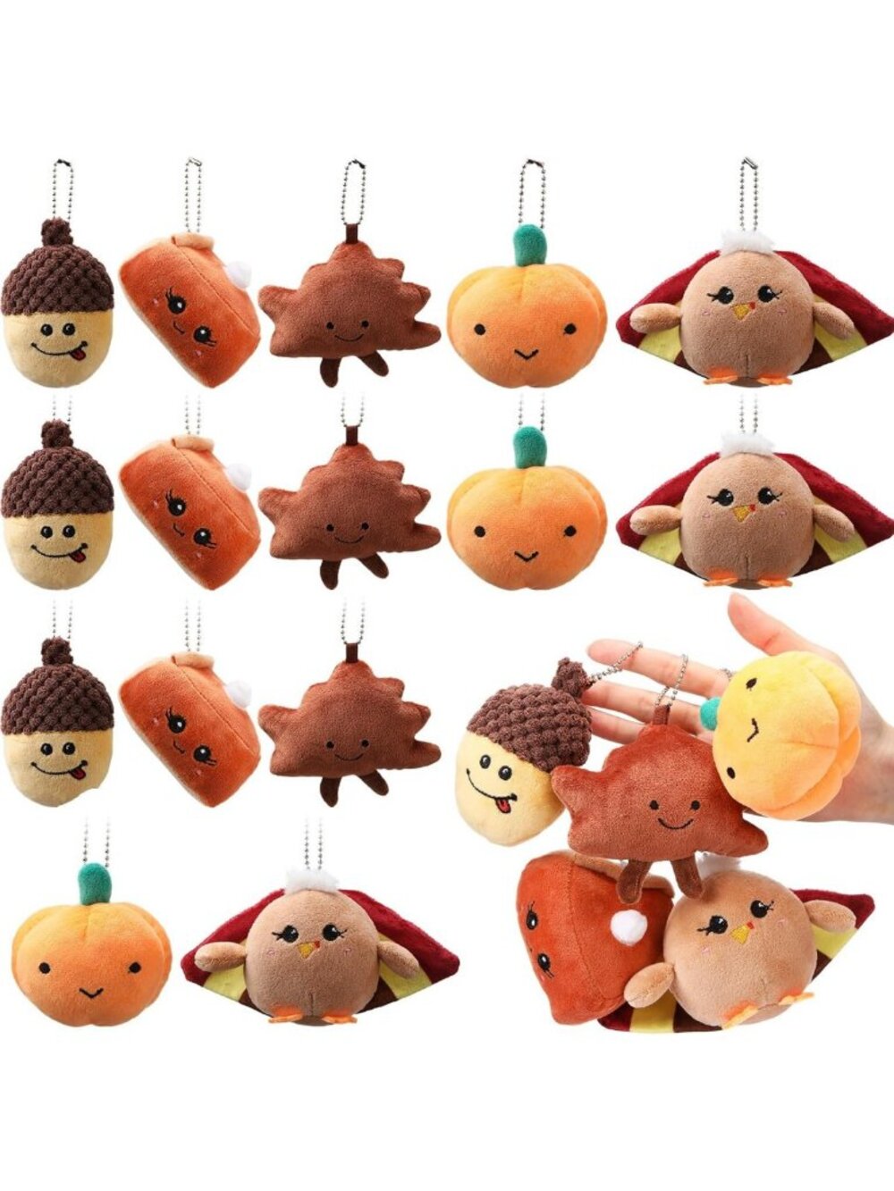 15 Pcs Mini Plush Stuffed Animals - Fall Thanksgiving Decor, 4 Inch Toys